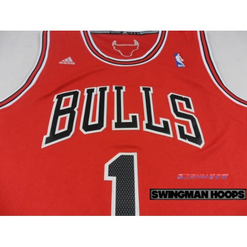 NBA Chicago Bulls Derrick Rose #1 Red Stripe Swingman Revolution 30 Jersey