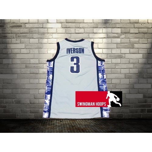 Allen Iverson #3 Georgetown Hoyas College Basketball Jersey Sewn NavyBlue  Grey