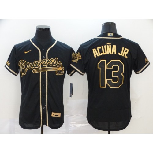 Ronald Acuña Jr. Atlanta Braves Black Gold Jersey - All Stitched - Nebgift
