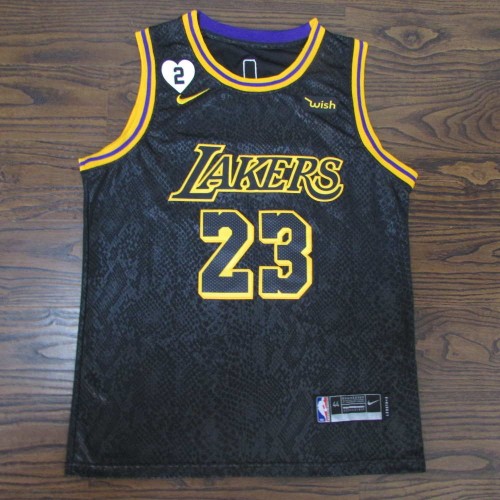 NEW!! Kobe Bryant #8 / #24 Black Mamba Gigi Heart Lakers Basketball Jersey  Large