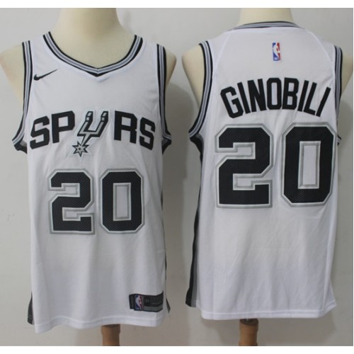 San Antonio Spurs Shirt Men's 2XL White Manu Ginobili NBA