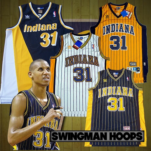 Big & Tall Men's Reggie Miller Indiana Pacers Mitchell and Ness Swingman  Gold Throwback Jersey