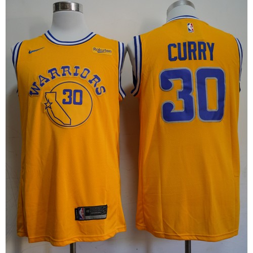 Golden State Warriors #30 Stephen Curry Yellow 2019 City Edition Stitched NBA  Jersey