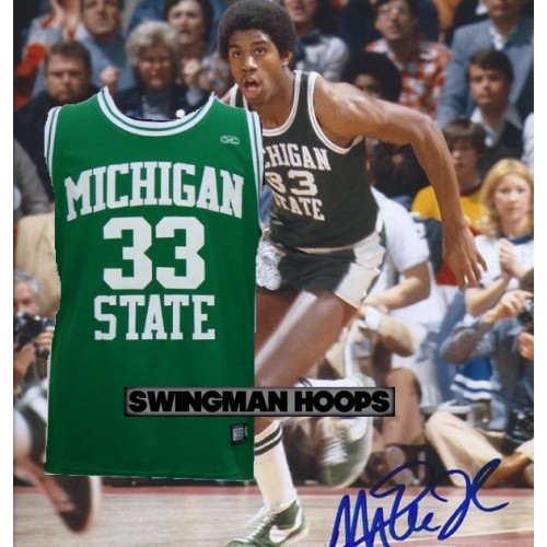 Magic Johnson #33 Michigan State Basketball Jersey Green - Top Smart Design