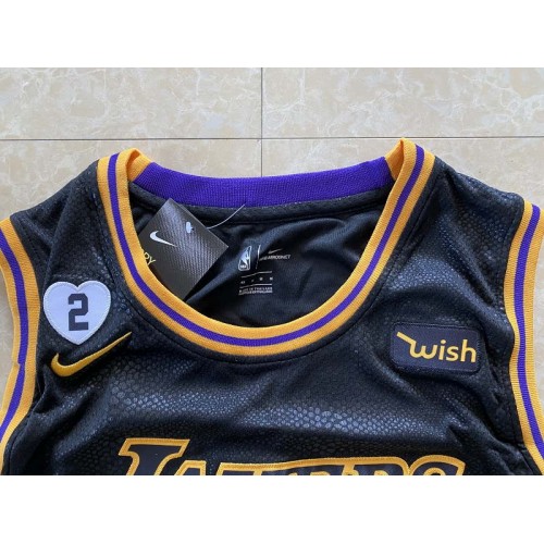 Men's NBA L.A. Lakers #8\#24 Kobe Bryant Black Mamba Gigi Heart