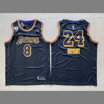 Men’s NBA L.A. Lakers #8\#24 Kobe Bryant Black Mamba Gigi Heart Jersey Size  44